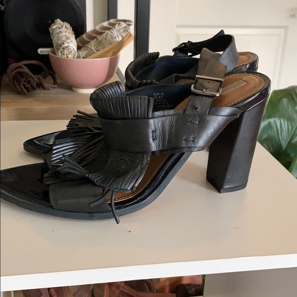 H&M Fringe Leather Block Heel 41 - Picture 9 of 12